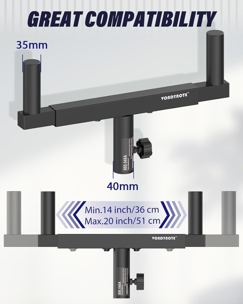 Set of 2 Dual Speaker Mount Bar Mounting Fork Bracket Speaker Pole Width...