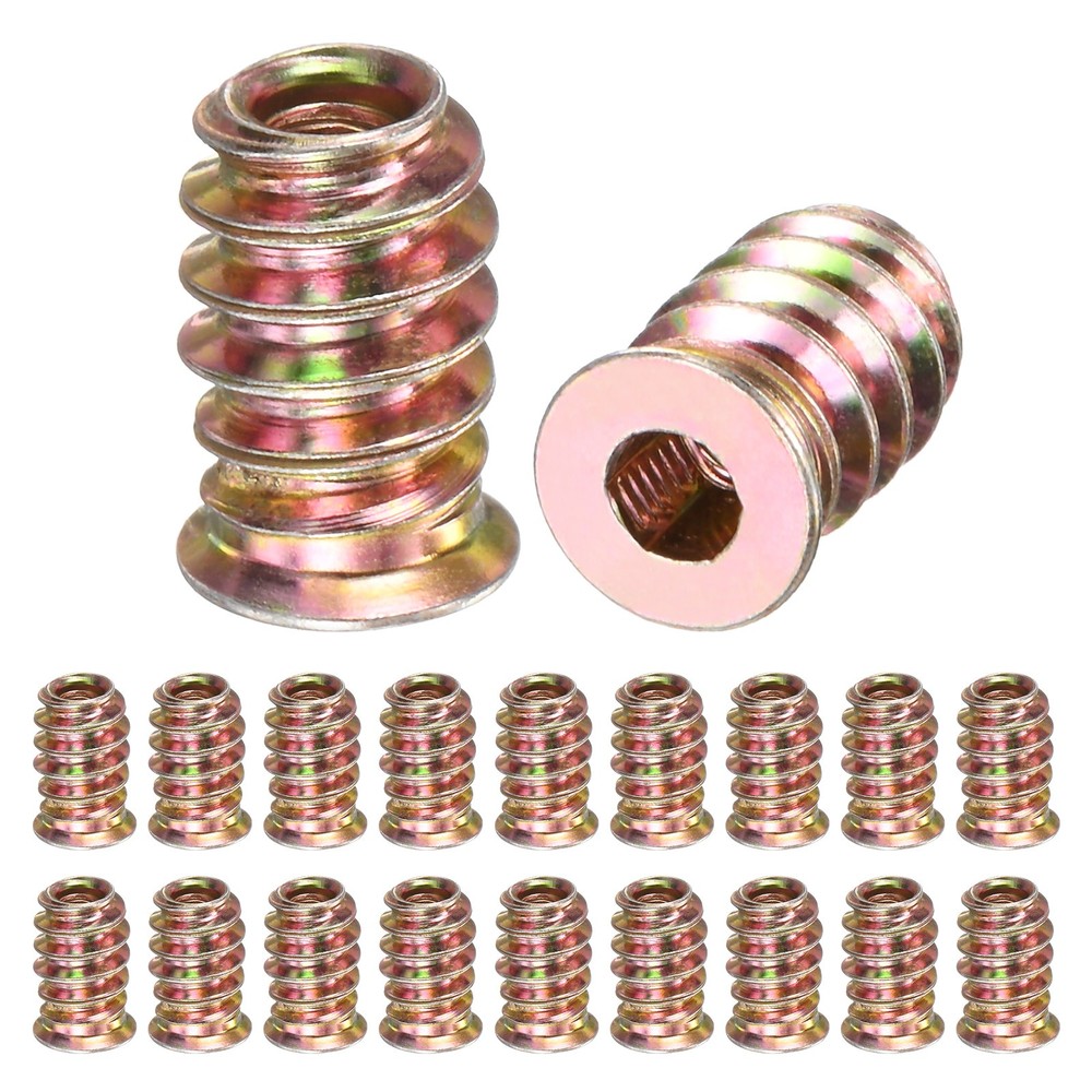 20-Pack Threaded Inserts for Wood, M4x15mm Threaded Insert Nuts [Gold Tone]