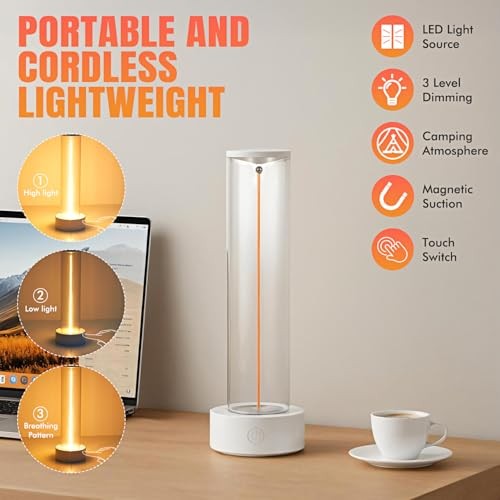 Rechargeable Table Lamp with Touch Dimming - 3 Mode Night Light for Bedside,