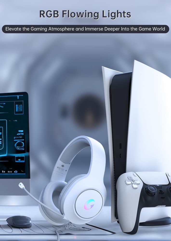 Lightweight CM7002 Gaming Headset - Adjustable, RGB, Compatible with PS4, PC