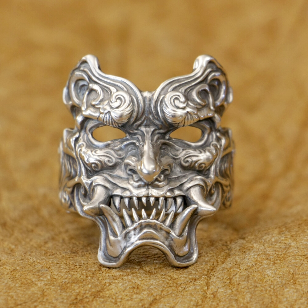 925 Sterling Silver Devil Mask Biker Ring Punk Skull Jewelry TA501A US Size 7~13