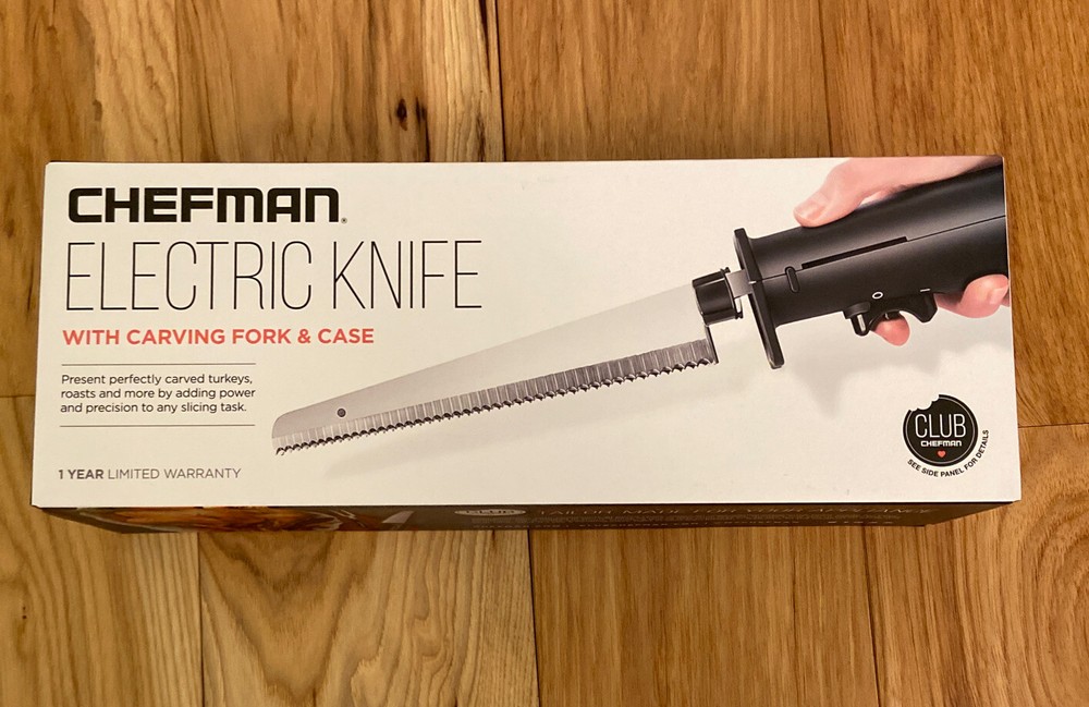 Chefman Electric Knife with Carving Fork & Space Saving Storage Case