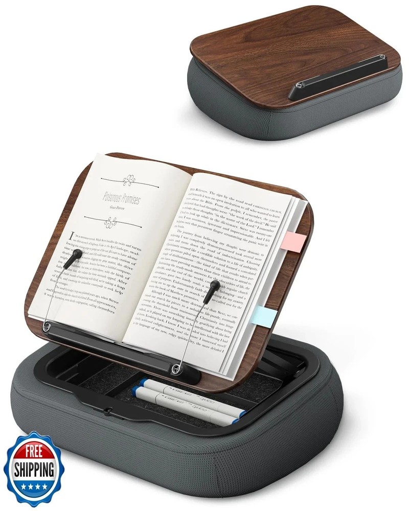 Lap Book Pillow Stand with Storage, Adjustable Beanbag Reading Pillow ...