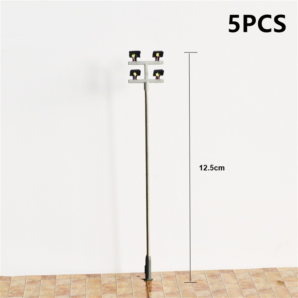 5PCS 1:100 Train Light Railway LED Lamp Post Building Scenery Layout Model