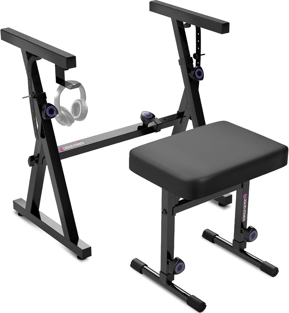 Digital Piano Stand Bench Set Adjustable Keyboard