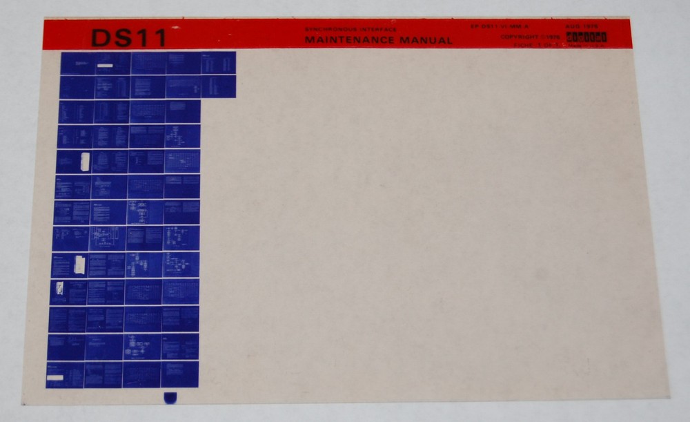 DEC DS11 Synchronous Interface Maintenance Manual, Microfiche