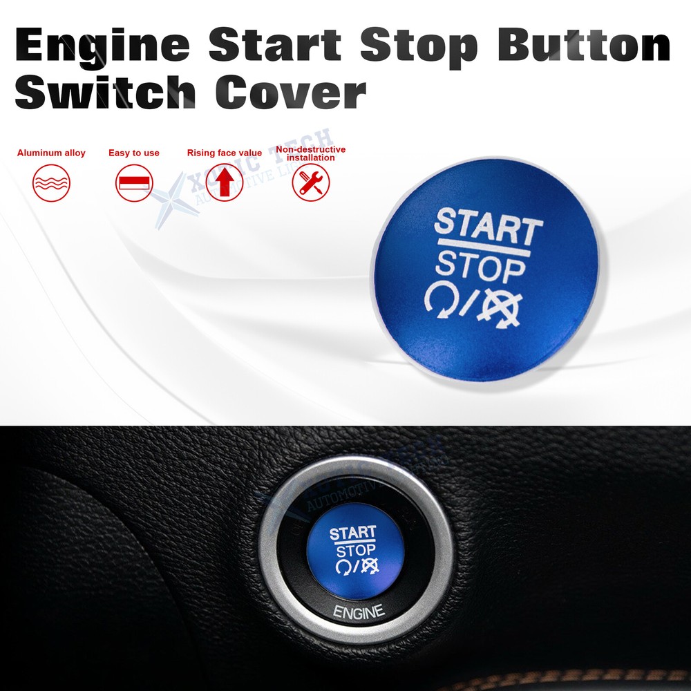 BLUE Ignition Engine Start Stop Push Button Cover For Dodge Charger Durango Ram