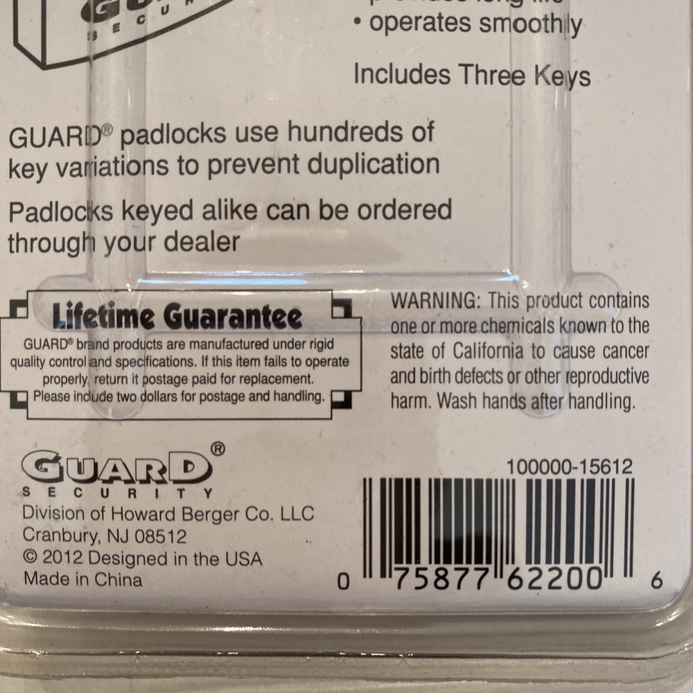 Guard Security Rust Proof Solid Brass Locks w/ Keys 622 - Lot 3 - New In Package