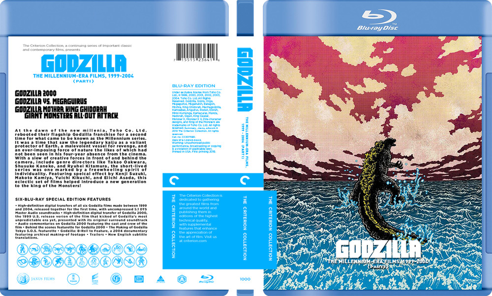 Godzilla Millennium-Era Collection Custom Blu-ray Covers W/ EMPTY Cases No Discs