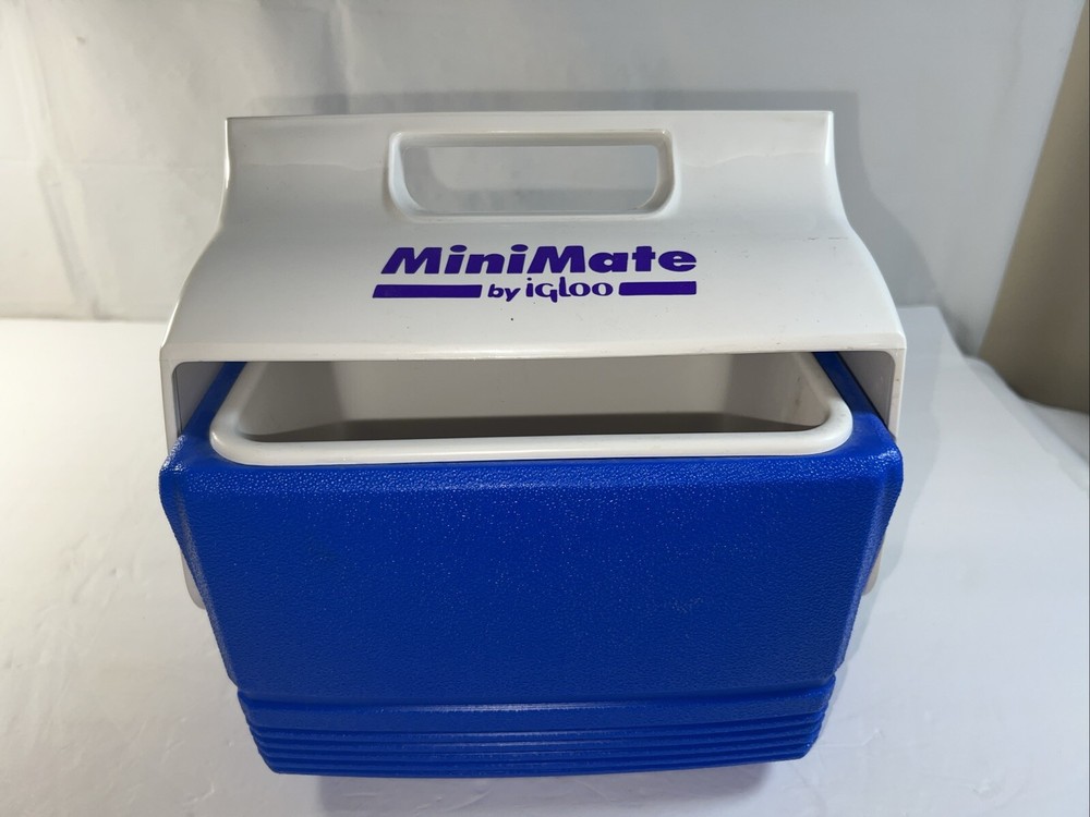 Vintage Blue & White Mini Mate Cooler By Igloo With Push Button Open