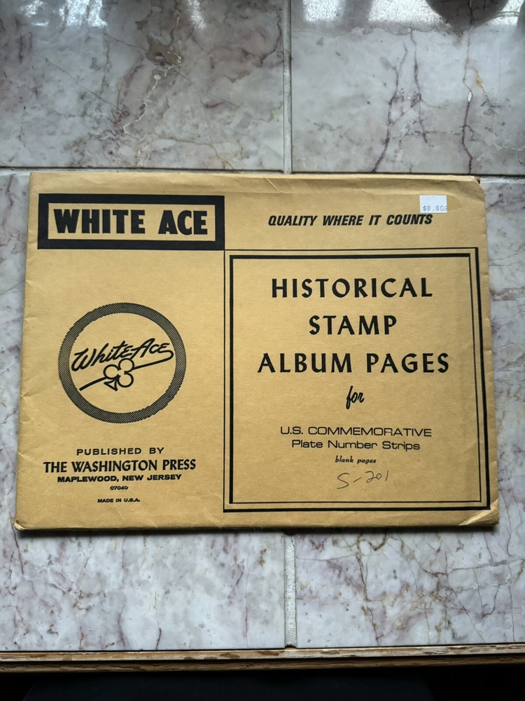 White Ace US Commemorative Plate Number Strips Blank Pages. S-201 15 Pages New!