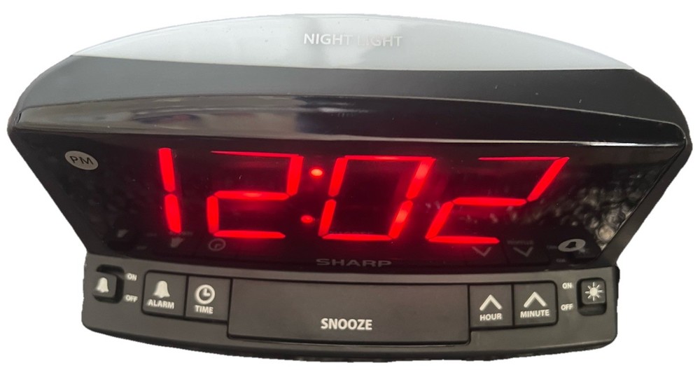 Sharp LED Digital Alarm Clock – Simple Operation Large Numbers Used Tested