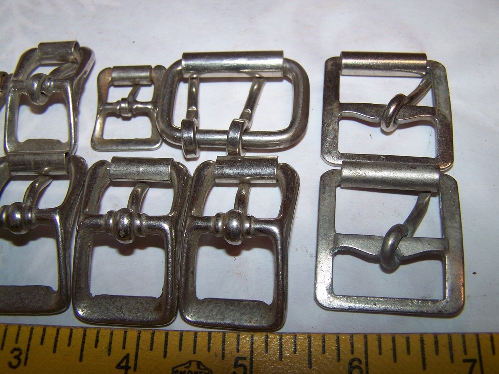 NOS Vintage Rectangular Single Double Prong Roller Buckle for Leather Strap