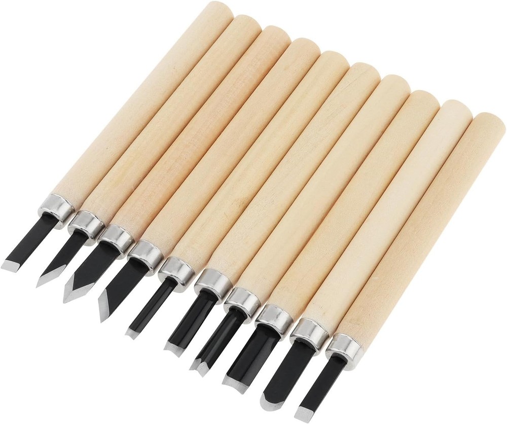 10 Piece Wood Carving Hand Chisel Tool Set Professional Woodworking Gouges Steel