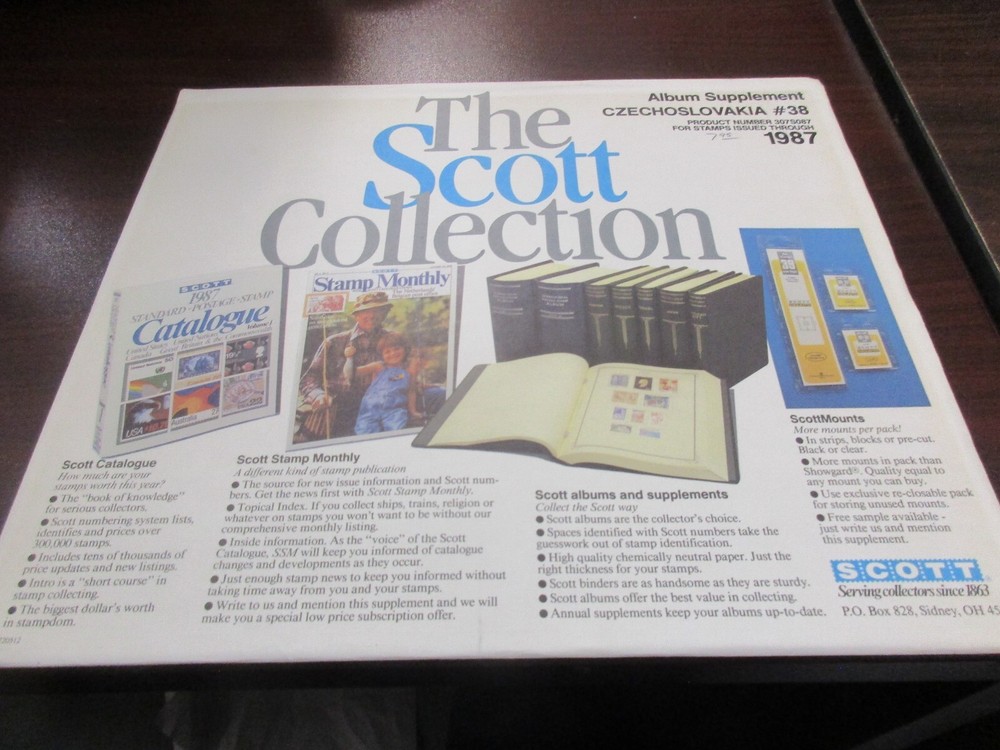 THE SCOTT ALBUM SUPPLEMENT CZECHOSLOVAKIA #38 ,1987  W/FREE SHIPPING!!
