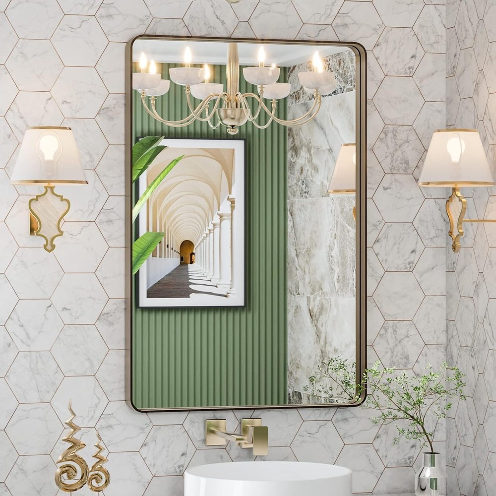 Versatile 24"x32" Wall Mounted Bronze Mirror - Hang Horizontally or Vertically