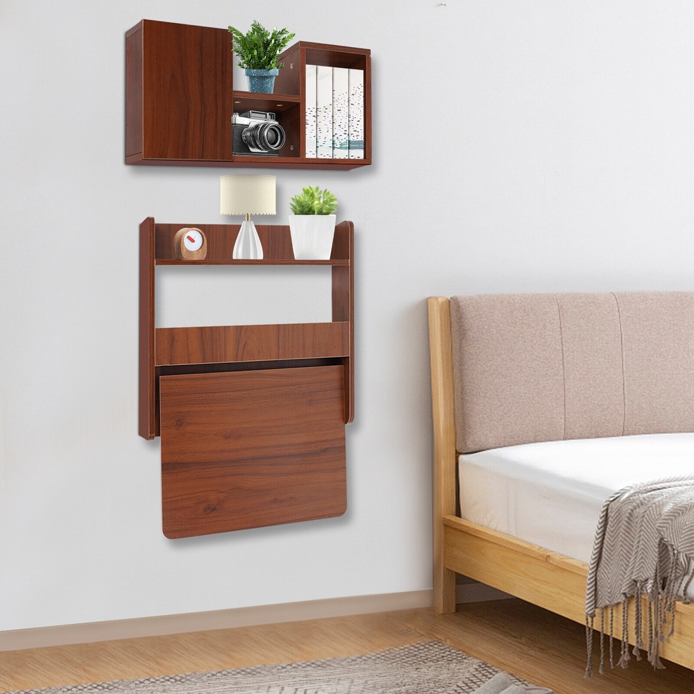 Wall Mounted Bookshelf Folding Space Saving Wall Mounted Table Fold Down Lapto