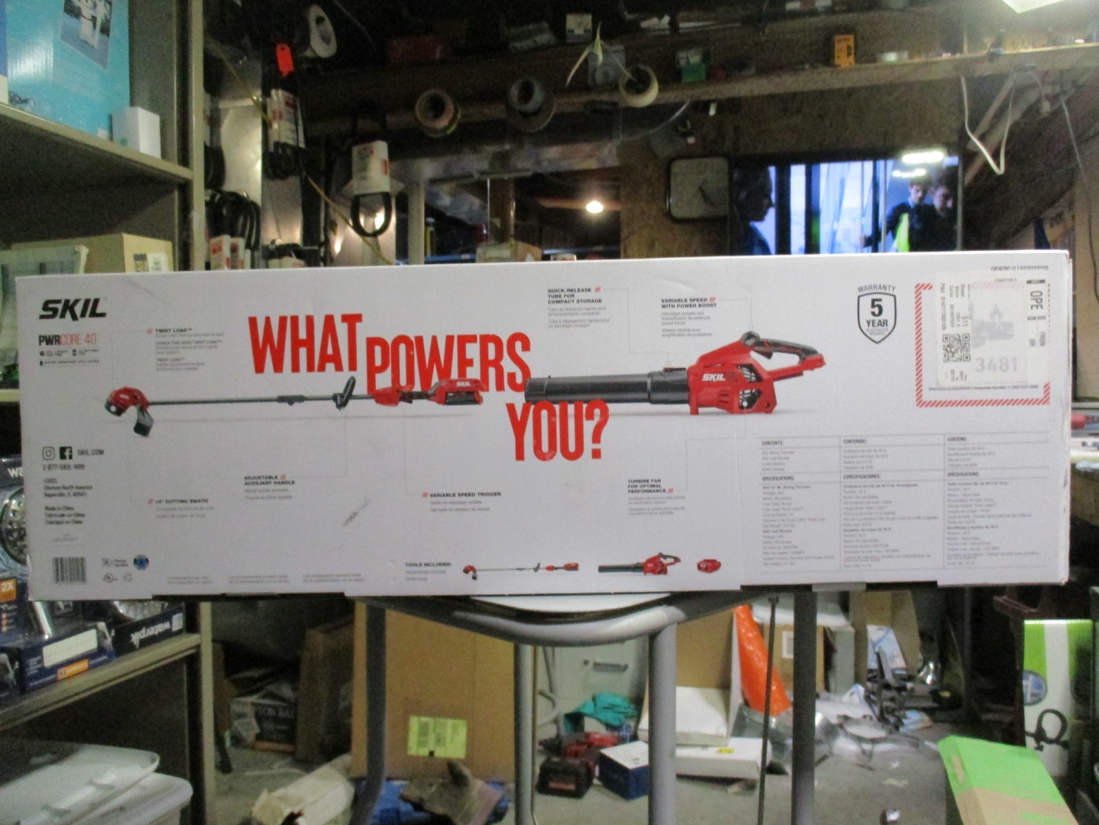 New Free Ship SKIL PWRCORE 40 Brushless 40V 14" String Trimmer Leaf Blower Combo