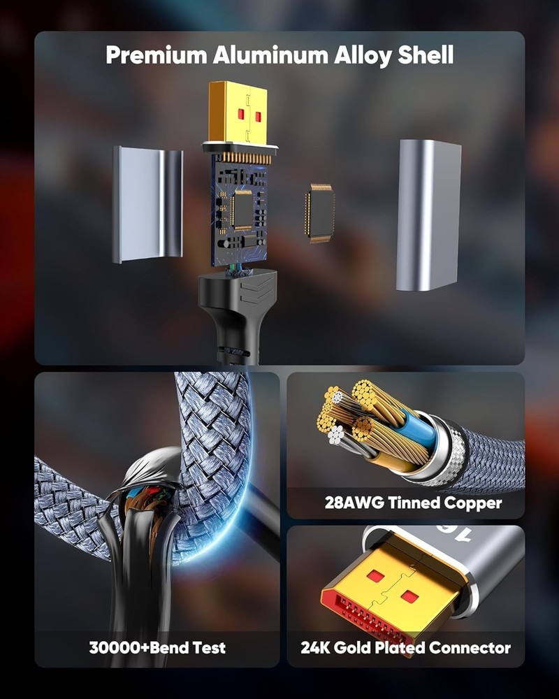 Dynamic HDR Support 16K DP Cable 15FT for Gaming Enthusiasts
