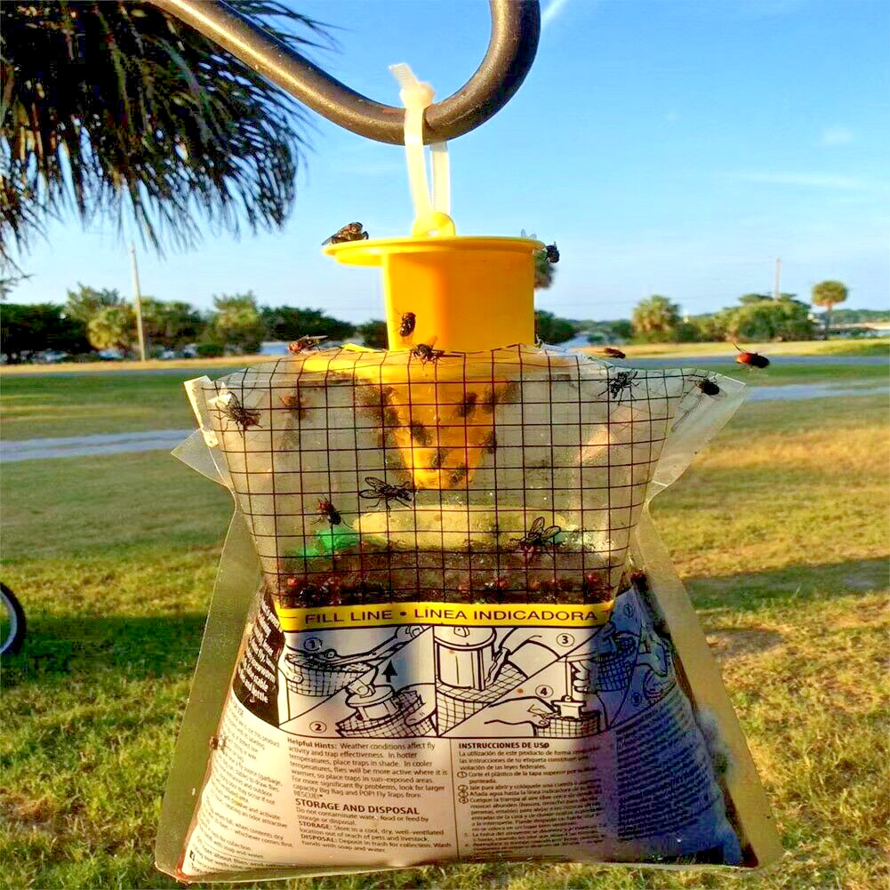 10 Pack Outdoor Fly Traps, Disposable Non Toxic Hanging Catcher Killer Large Bag