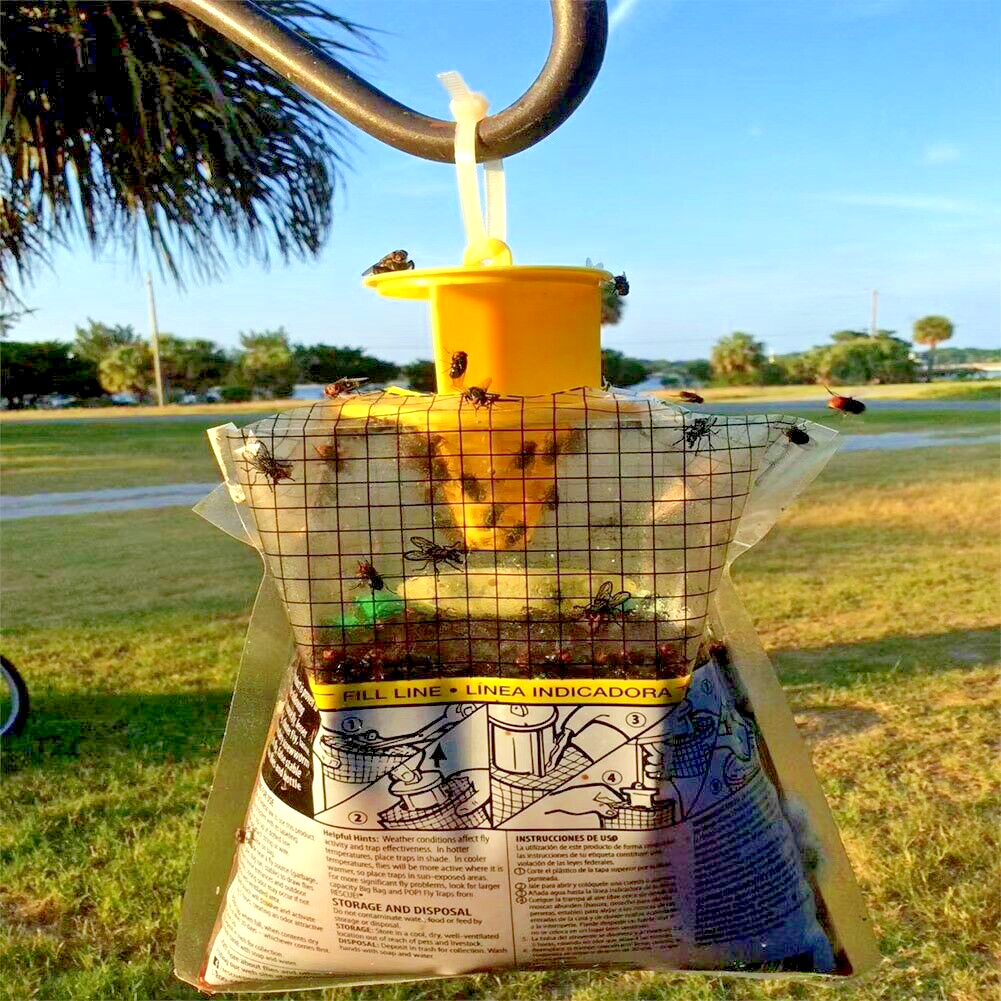 10 Pack Outdoor Fly Traps, Disposable Non Toxic Hanging Catcher Killer Large Bag