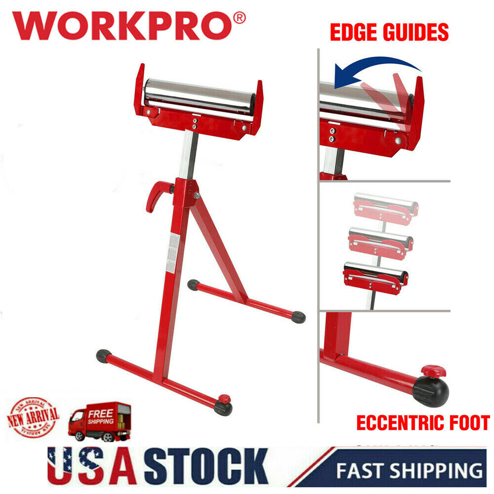 WORKPRO Heavy Duty Folding Roller Stand Height Adjustable w/250 LB Load Capacity