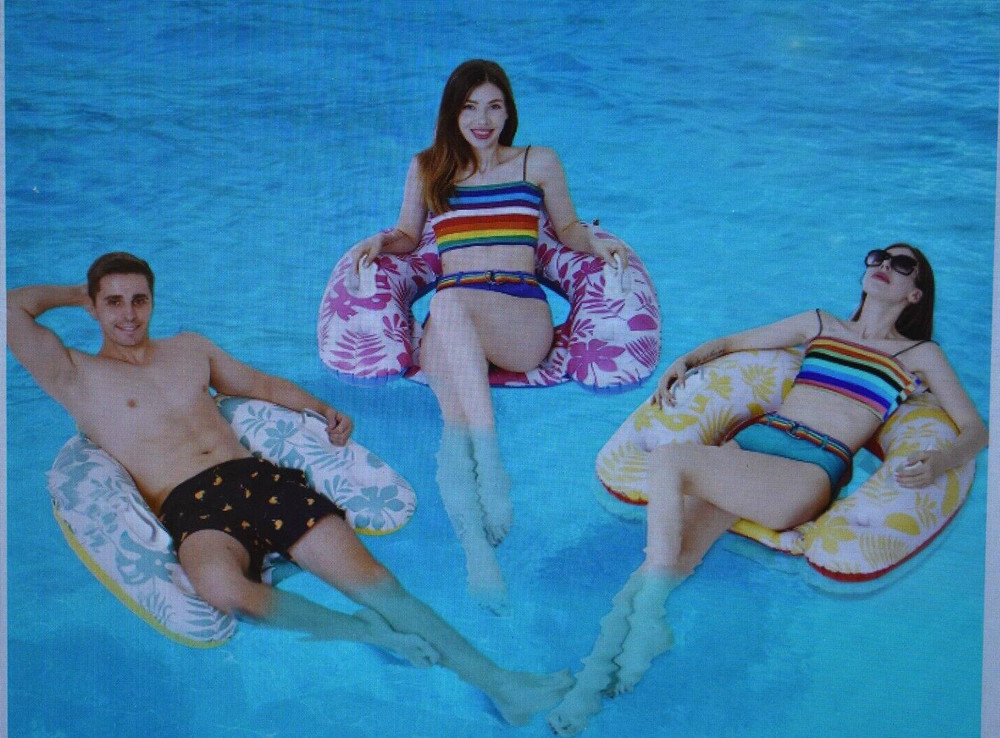 Ocestar Inflatable Pool Floaties 3 Pack Assorted Colors/Styles w Cup Holders