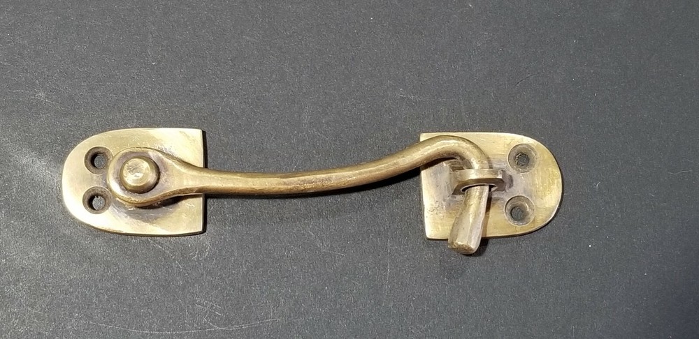 Solid Brass Cabinet, Door, Gate, Shutter, Window, Hook Latch Lock  4-1/2"w. #X25