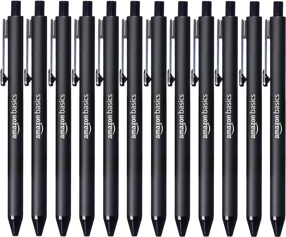 Black Ballpoint Pens for Smooth Writing, Retractable, 12-Pack