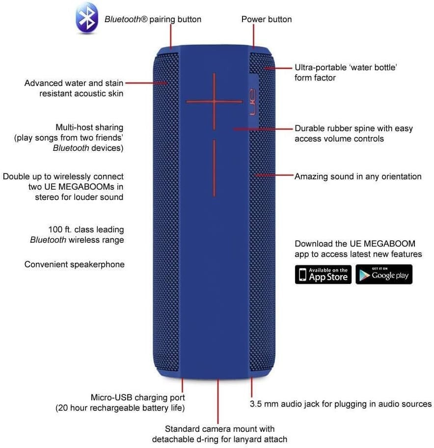 Ultimate Ears MEGABOOM Bluetooth Wireless Portable Waterproof Shockproof Speaker