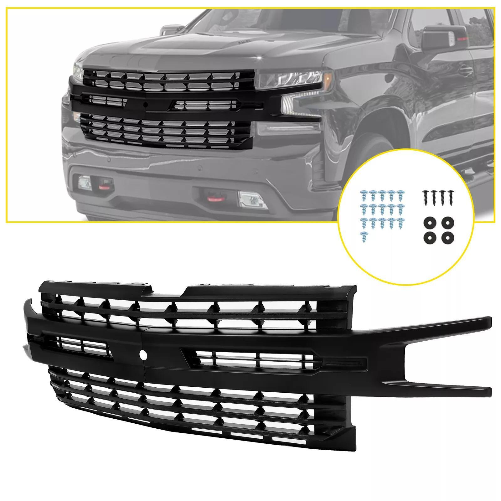 Matte Black Front Bumper Upper Grille For Chevy Silverado 1500 2019-2022 2021
