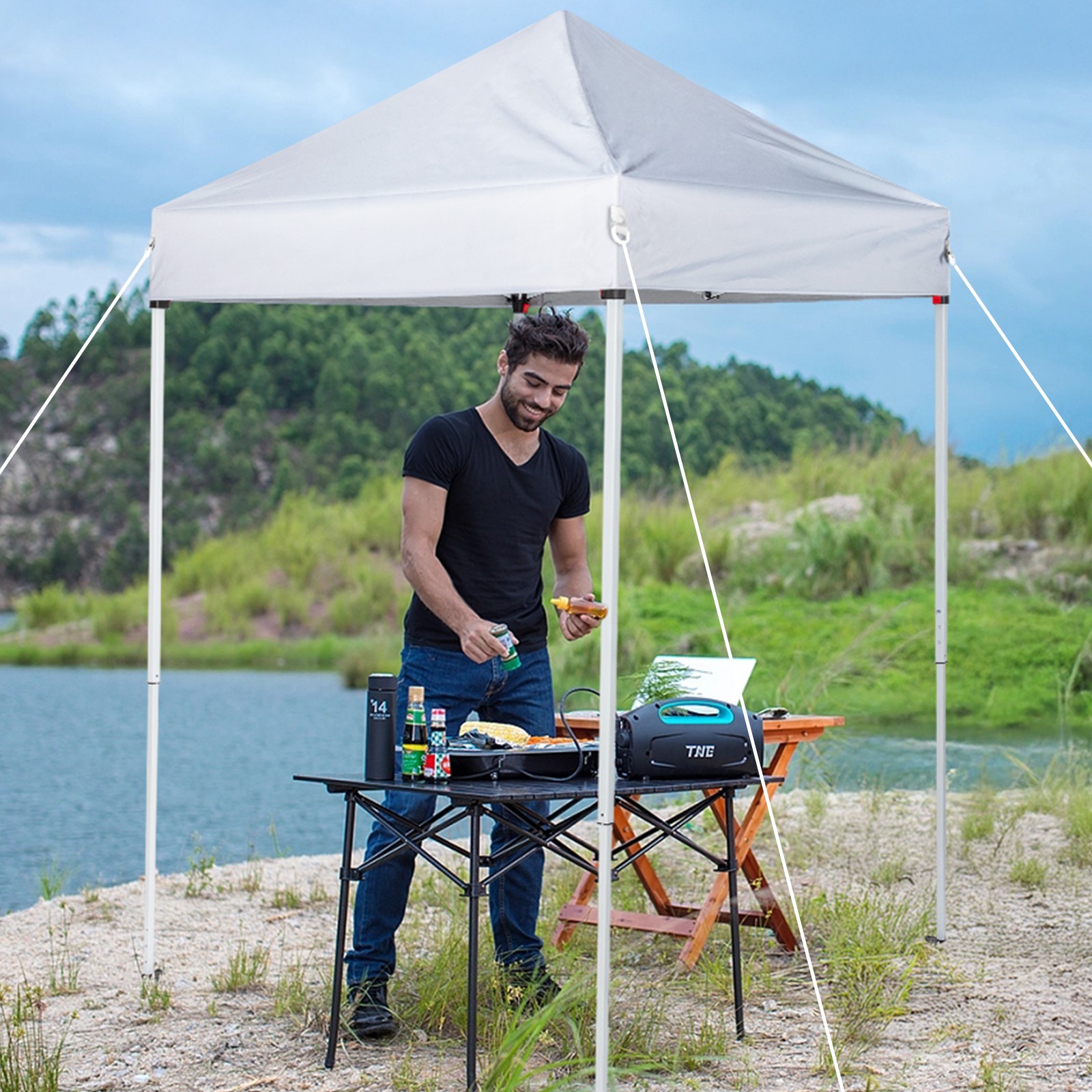 5x5ft Pop Up Canopy Tent Outdoor Folding Canopy with Sidewall