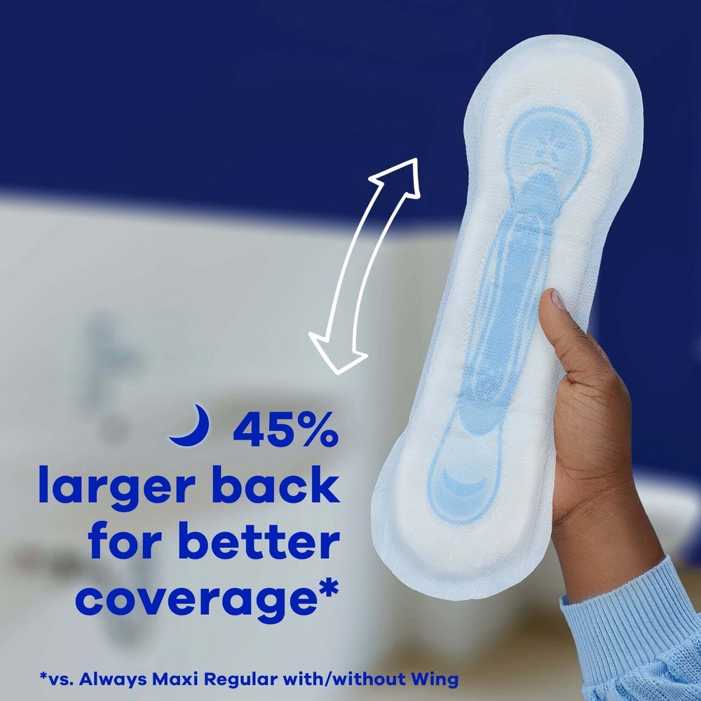 Always Maxi Pads without Wings, Size 4, Overnight Absorbency, 28 CT