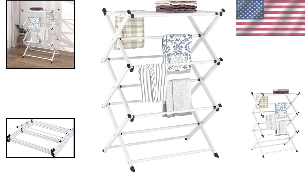 Energy-Saving Collapsible Clothes Drying Rack with Rust-Resistant Chrome Finish