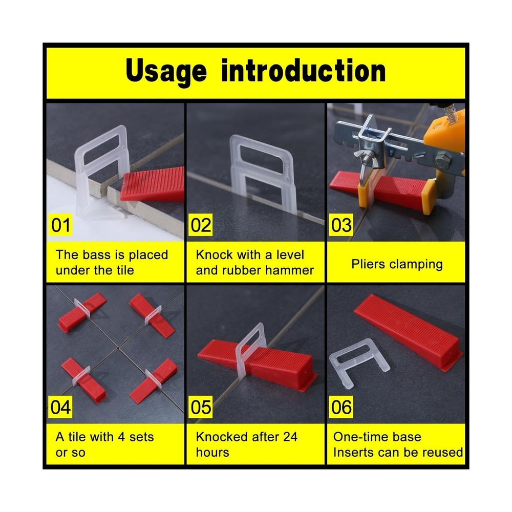 Tile Leveling System 1/8" Spacers Tile Leveler Clips DIY Tile Leveler Spacers...
