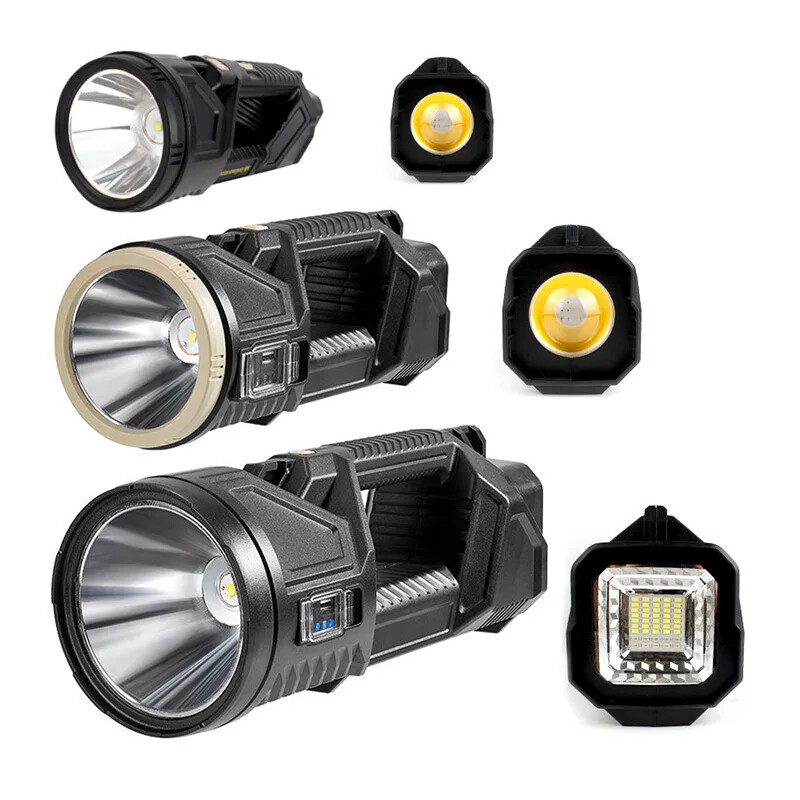 Extra Large Solar Flashlight Rechargeable Searchlight Long Range Carry Torch