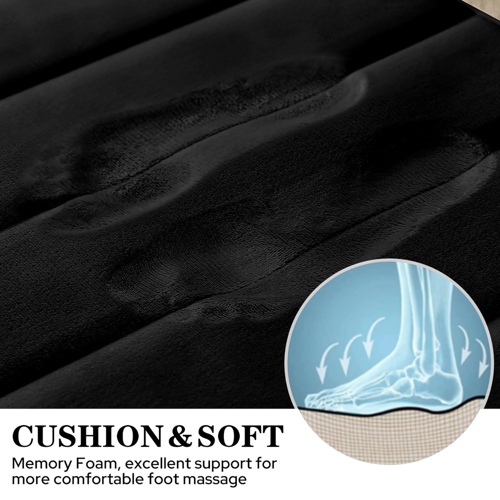 Washable Bath Mat Set, Soft Memory Foam, Non Slip 3pc, Black