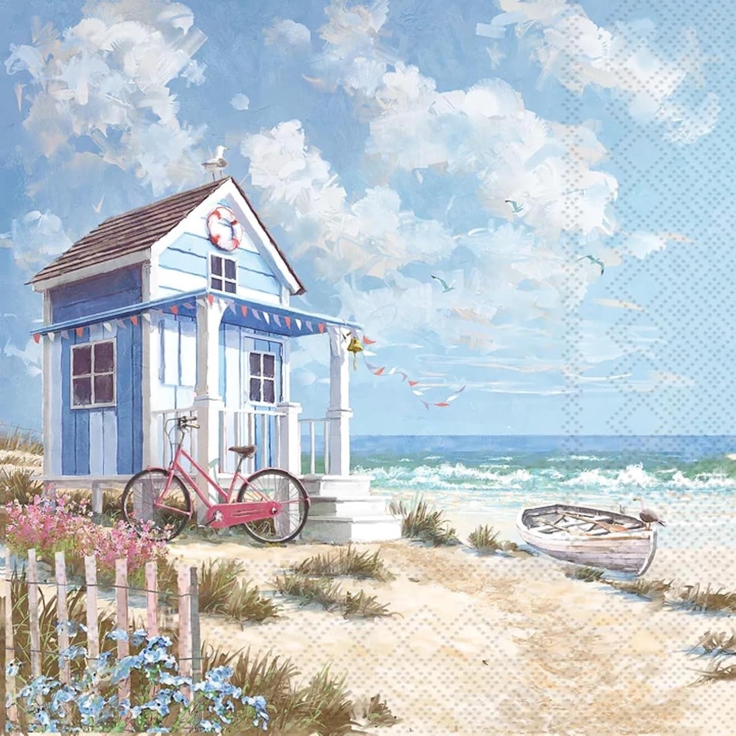 Decoupage Art Craft-Cocktail Size 5" x 5",  Get Away Home, Beach, Coastal