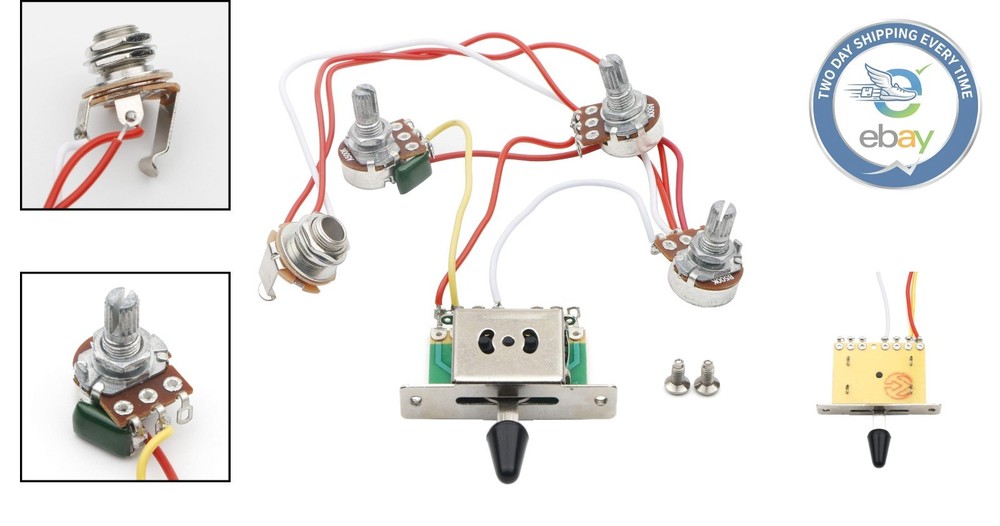 Complete Prewired Stratocaster Wiring Harness with Cream Knobs & 5-Way Switch