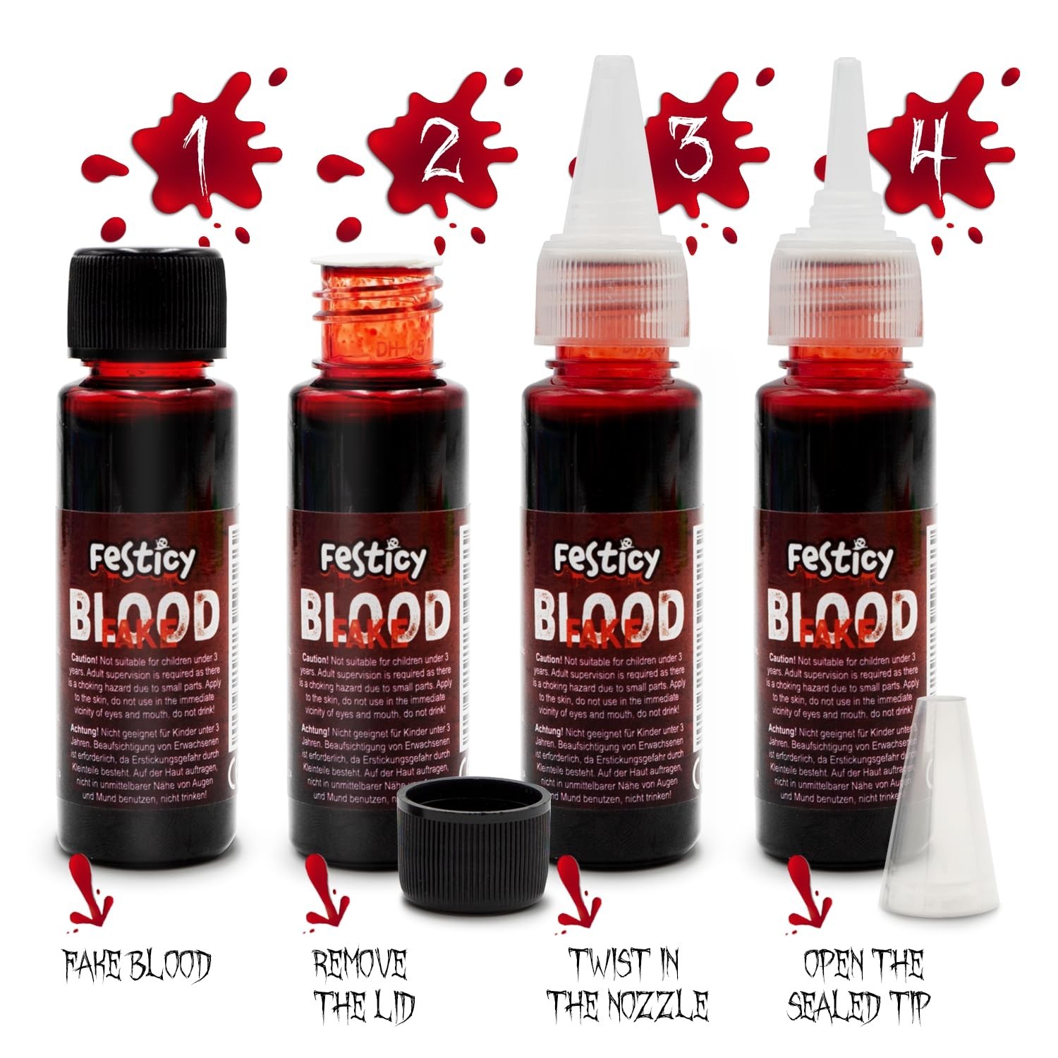 Premium Fake Blood 0.88Oz I Realistic Halloween Blood Makeup I Vampire Blood for