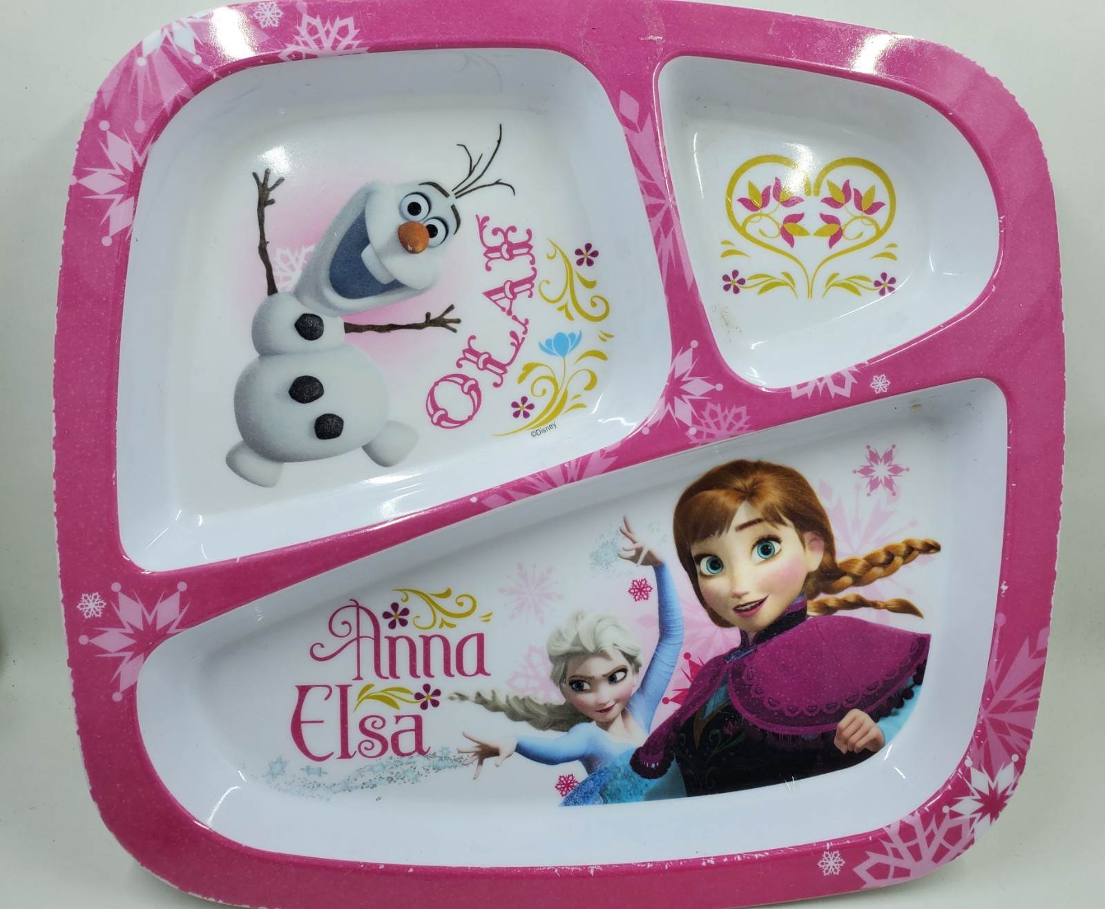 Zak! Designs Disney Frozen Anna Elsa Olaf Kids Melamine Divided Plate 9" X 8"