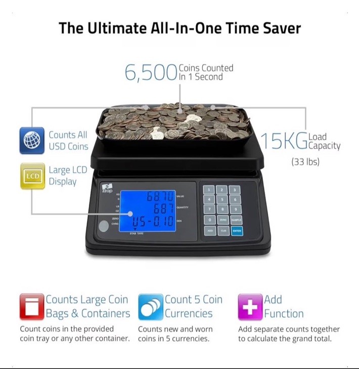 ZZap MS20 Coin Counting Scale