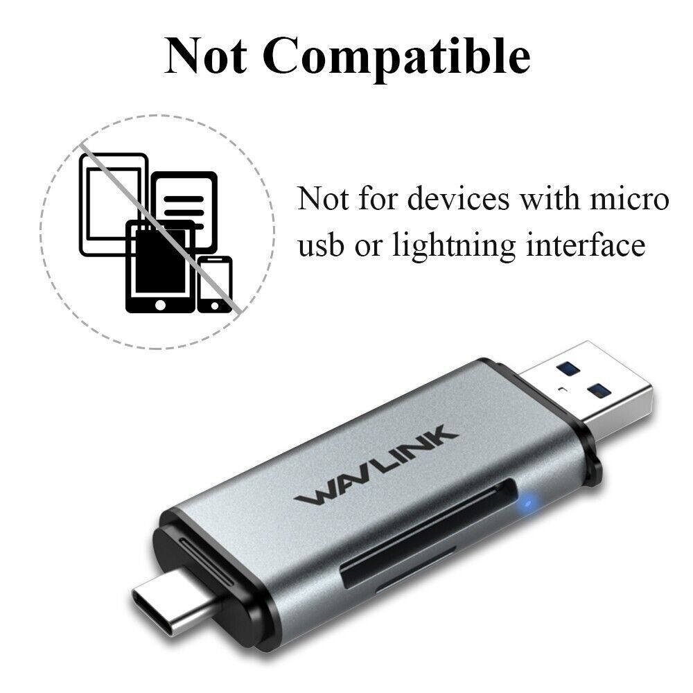 USB-C USB-A Card Reader Writer Memory OTG Adapter For SD SDXC SDHC MMC TF Micro