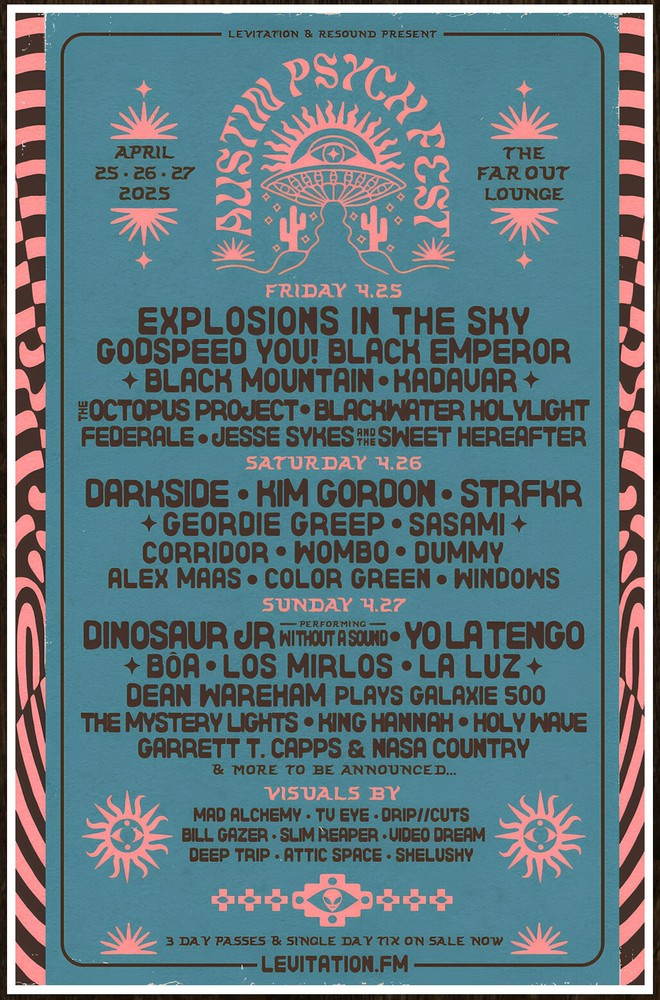 Austin Psych Fest 2025 Ltd Ed RARE Poster GODSPEED YOU BLACK EMPEROR DINOSAUR JR