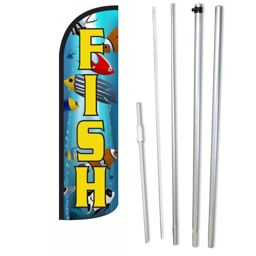 Fish Flag Flutter Feather Banner Swooper Wide Windless Bundle Kit