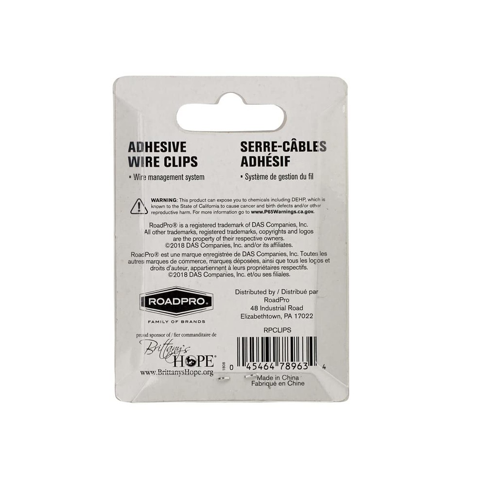 RoadPro RPCLIPS Self Adhesive Plastic Wire Clips - 4 Pack
