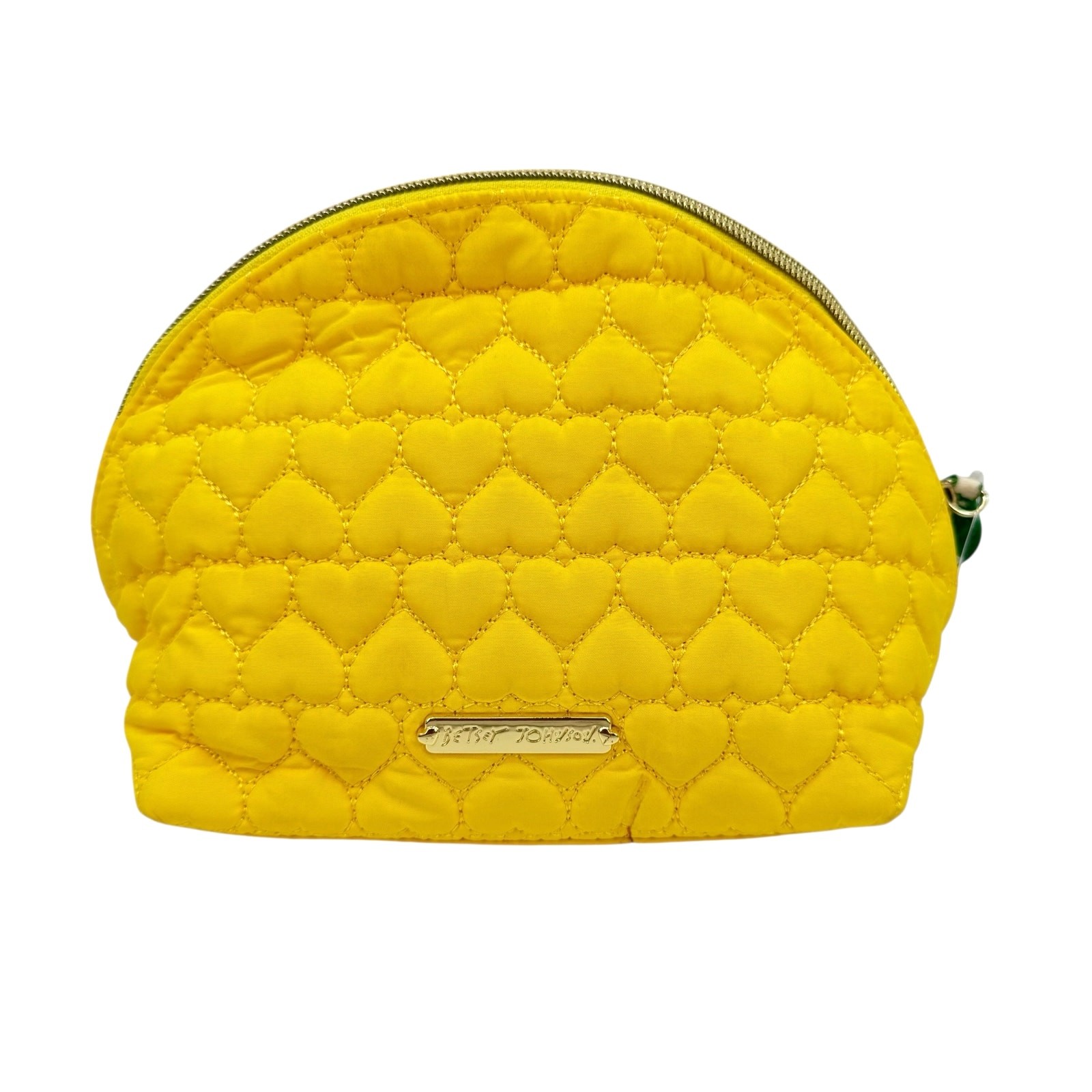 Betsey Johnson NEW Lemon Slice Heart Quilted Zipper Travel Cosmetic Bag Pouch