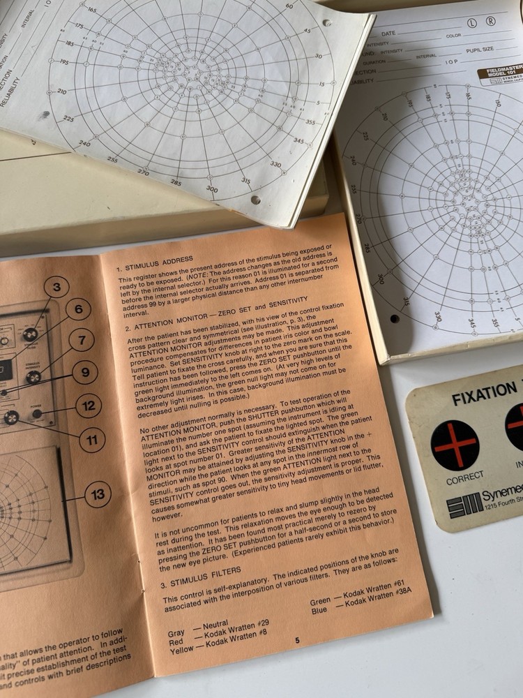 VTG Optometry Guidebook & Paper Visual Field Plotters Synemed Fieldmaster