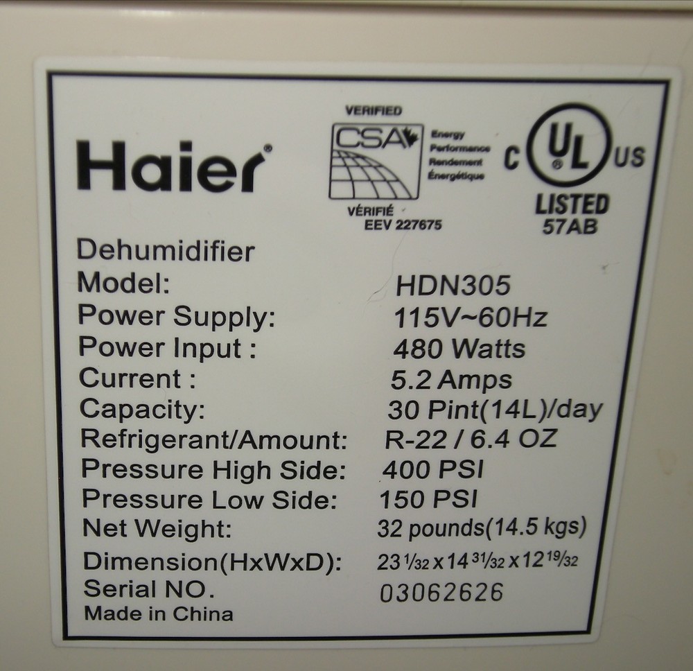 Haier HDN305 Dehumidifier Control Panel, complete working