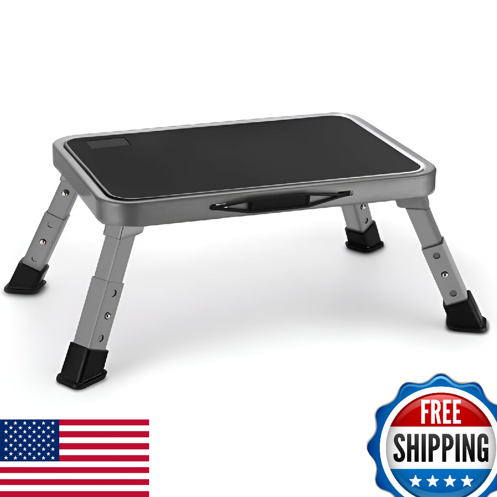 Jocauto Foldable Step Stool Adjustable Non-Slip Step Ladder Rubber Feet Kitchen